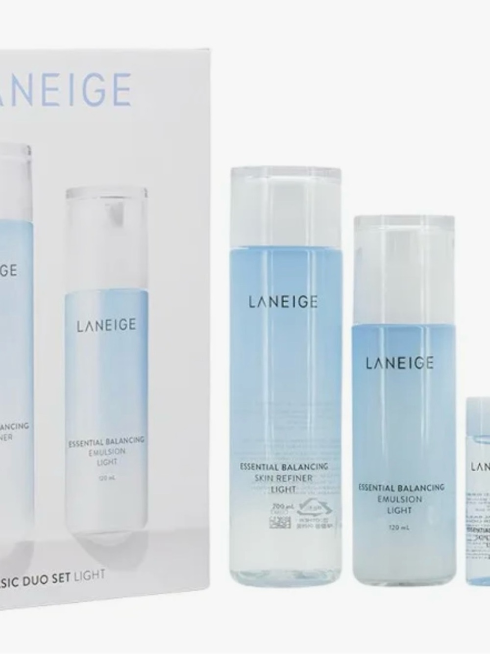 LANEIGE Essential Balancing light Toner & Emulsion full size set + travel size!